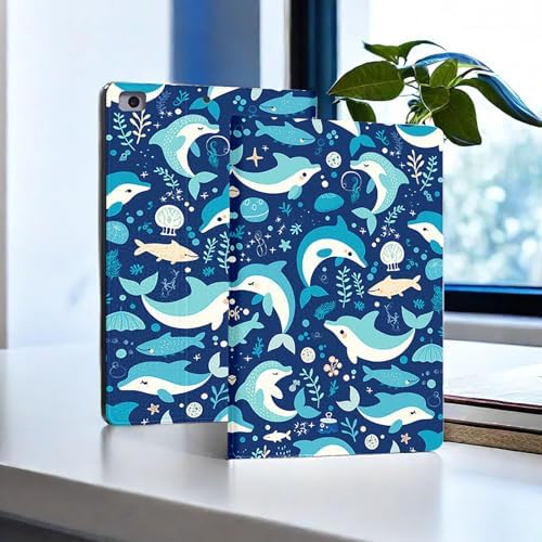for Microsoft Surface Pro 8-13" 2021 Tablet Case,Auto Wake/Sleep,Adjustable Stand Protective Cover - Ocean Dolphin