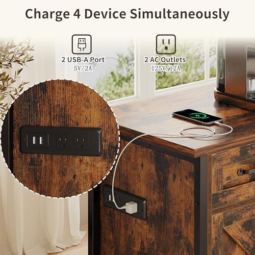 kepptory 30 Inch Dog Crate Furniture with Cabinet, Heavy Duty Farmhouse Dog Kennel with Charging Station, Wooden End Table TV Stand with 900 LBS Capacity and Adustable Feet