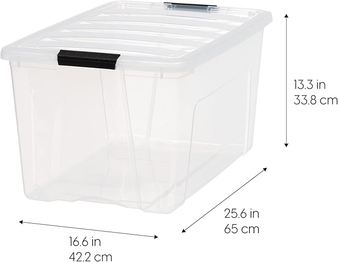 IRIS USA 72 QT Plastic Storage Box with Lid and Latches - 8 Pack - BPA-Free, See-Through Organizing Solution, Durable Nestable Stackable Containers, Secure Pull Handle - Clear