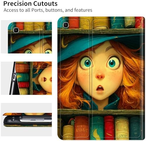 for Samsung Galaxy Tab A 10.1" 2019 SM-T510/T515/T517 Case | Slim Leather Smart Cover with Multi-Angle Anti-Slip Stand [Auto Wake/Sleep] Shell for Women Men, Colorful Book Girl