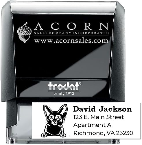 Peeking Javanese Cat Self-Inking Address Stamp - Custom Rubber Stamp | Address Stamper for Pet Sitters. No separate pad needed. Made to Order Javanese Cat Last Name Address Stamp. 4 case colors.