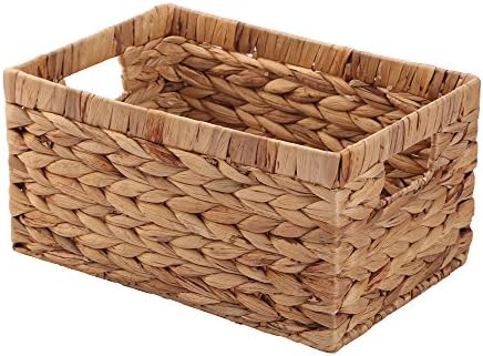 Storage Container, Natural Water Hyacinth Storage Bins Rectangular Basket,Arts and Crafts.