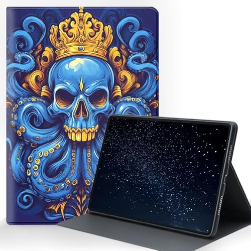 for Samsung Galaxy Tab S6 10.5 Inch 2019 (SM-T860/T865/T867) Tablet Protective Cover with Adjustable Stand and Magnetic Auto Wake/Sleep,Skull Octopus
