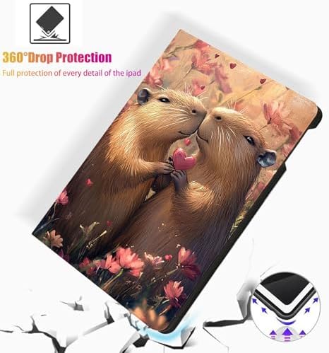 for Microsoft Surface Pro 8-13" 2021 Tablet Case,Auto Wake/Sleep,Adjustable Stand Protective Cover - Capybara Couple Heart