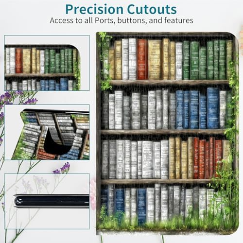 Case for Samsung Galaxy Tab A 10.1" 2016 SM-T580/T585/T587, 360 Degree Rotating Stand with Multi-Angle Vertical & Horizontal Viewing Shockproof Protective Shell for Women Men, Green Books
