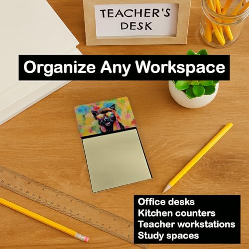 Caroline's Treasures Scottish Terrier Hippie Dawg Sticky Note Holder Refillable Dispenser Self-Sticky Note Pads, Memo Pads Blank Desk Accessories