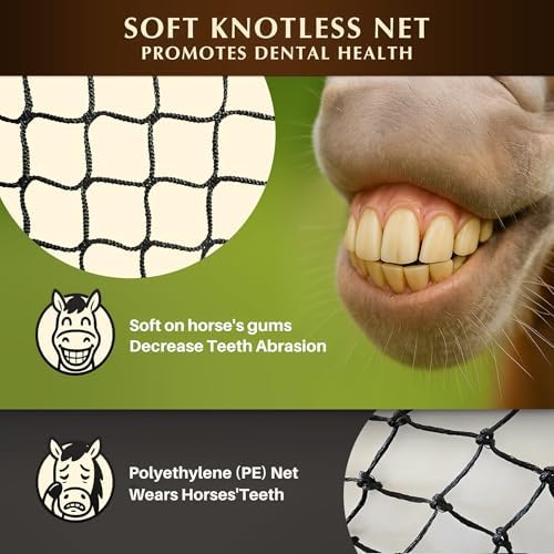 5x5 ft Round Bale Hay Net for Horses – 2 Inch Hole Slow Feeder – 4x4 and 6x6 Sizes Also Available – Knotless Mesh Design – Easy to Put On Over Bales – Built for Everyday Horse Feeding
