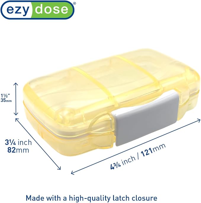 Ezy Dose Moisture-Proof Travel Pill Case, 7 Compartments, Cream, Medium | Moisture-Proof Pill Case, Medicine Planner, Vitamin Organizer Box, Travel-Friendly, Latch-Closure to Secure Contents