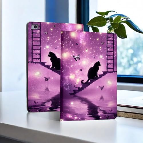 for Microsoft Surface Pro 11/10/9-13" 2024/2022 Tablet Case,Auto Wake/Sleep,Adjustable Stand Protective Cover - Purple Galaxy Cat