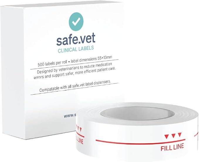 Fill Line Syringe Label - Large Size | Dispensed Medication Veterinary Pharmacy and Clinical Labels | Roll of 500 | Clinical-Grade Color-Coded Stickers for Medication Bottles and Hospital Use