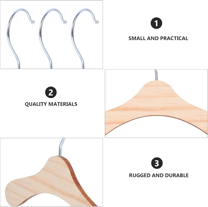 UKCOCO Pet Clothes Rack, with 10 Solid Wood Hangers, Wrinkle-Free Storage for Small Dogs & Cats, Travel-Ready Mini Wardrobe
