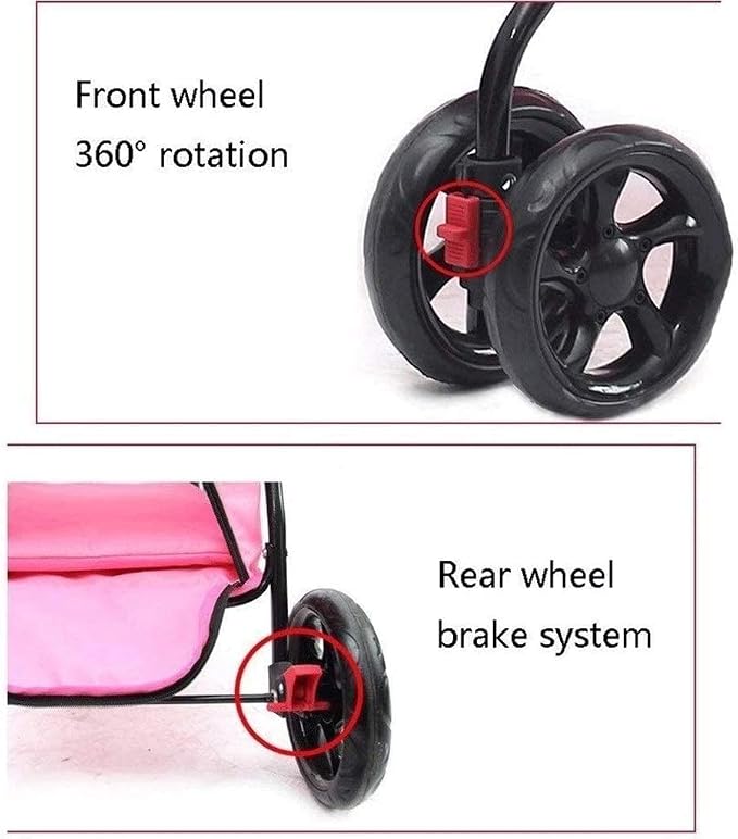 Double Dog Stroller Home Pet Stroller Travel Outdoor Cart Dog Cat Carrier Pet Pipe High-Intensity (D) (B)