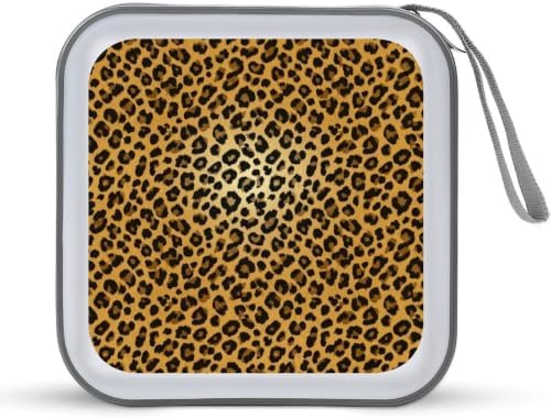 DVD Holder Case Leopard Print 40 Capacity Hard Shell CD Organizer Box | Disc Storage Binder Leopard Print Protective DVD Organizer Wallet for Music Movie Game