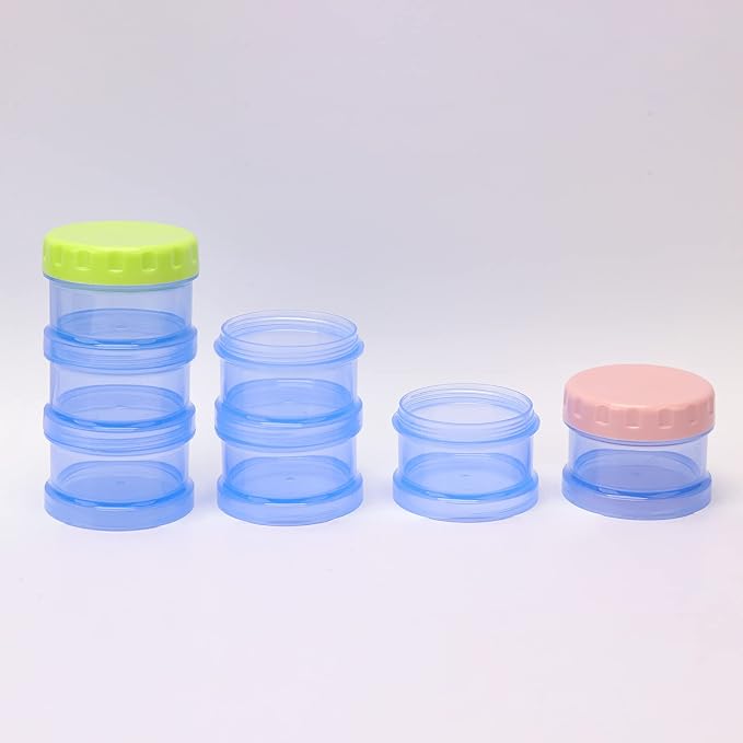 2 Pack 7 Day Pill Organizer Case Stackable Weekly Supplements Vitamins Pills Holder Dispenser Large Translucent Blue with Extra Lid