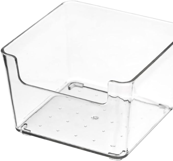 Clear PET Drawer Storage Dividers Stackable Transparent Trays for Kitchen Bathroom Office Multi Compartment Drawer Box 8 (Small Square Box)