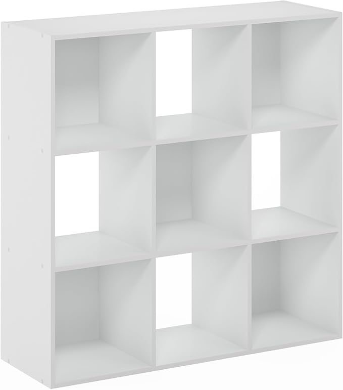 Furinno PELLI Closet Organizers and Storage, 9-Cube Closet Organizer, Open Shelf Closet Storage, for Wardrobe, Bedroom, Living Room, White