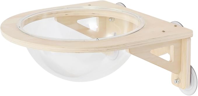 Wall-Mounted Clear Cat Bed Space Capsule - Modern Wooden Cat Wall Shelves for Indoor Cats with Strong Suction Cups, Holds Up to 16.5 lbs