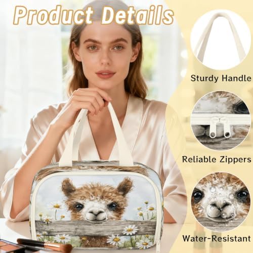 Funny Alpaca Travel Toiletry Bag for Women
