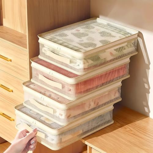 2/4 Pcs Heavy Duty Moving Bags & Blanket Storage, Large Sheet Organizers and Storage for Linen Closet, Vinyl Under Bed Storages Containers with Zippers for Comforter, Clothing, Bedding & Towe
