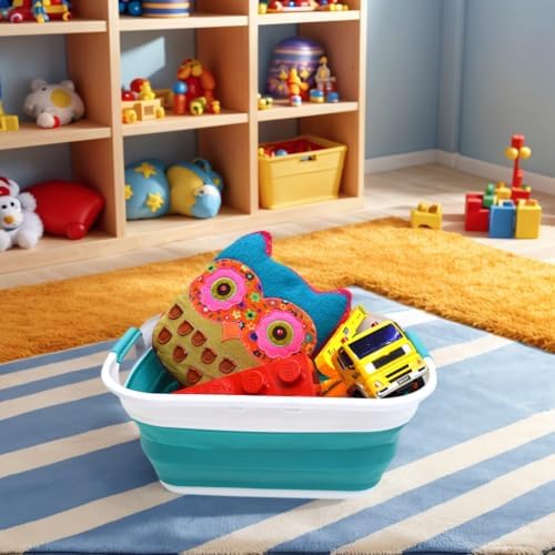 SAMMART 17.5L (4.6 Gallon) Collapsible/Foldable/Pop Up/Portable Washing Tub, Water Capacity 13.5L/3.5 Gallon (1, Bright Blue)