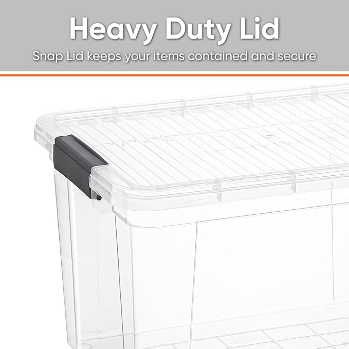 Superio 14.7 Quart Clear Plastic Storage Boxes with Lids, Stackable Organizer Containers, BPA-Free Storage Bins for Home, Office, School & Dorm, 5 Pack