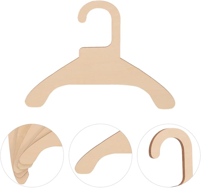 5pcs Wood Clothing Hanger for Pet Clothes, 6.3 Inch Wooden Rack | Lightweight Non Skid Holder, Firmly Fixes Garments, Travel Use and Drying, for Dog Puppy Cat Apparel