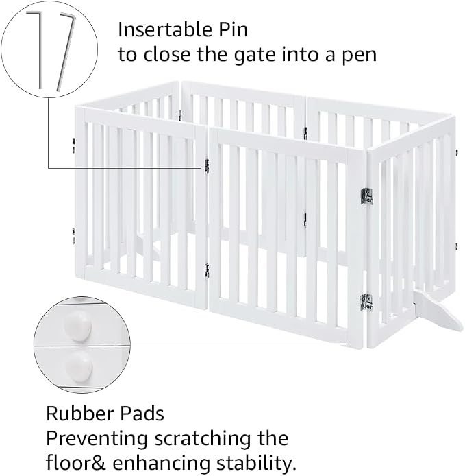 unipaws 120" Extra Wide Pet Gate and Pet Playpen Combination for Dog Cat | 24” Height Free Standing Dog Gate for Doorways, Stairs, Foldable Puppy & Room Divider, Indoor Use