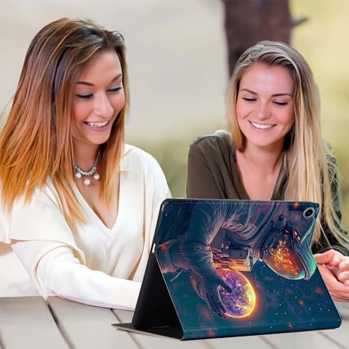 for Samsung Galaxy Tab E 9.6" Tablet Case 2015(SM-T560/T561/T565/T567),Premium Leather Folio Stand Auto Wake/Sleep,Multiple Viewing Stand,Astronauts Planets Pattern