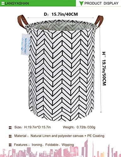 Round Laundry Basket Collapsible Storage Hamper Organizer Geometric Circle | Waterproof Canvas Foldable Baskets with sturdy Handles Multi-scene Organizer for Home Play Bedroom Gift Bin