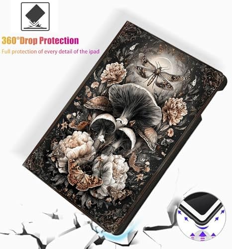 for Microsoft Surface Pro X/Pro X Plus-13 2019/2020/2021/2024 Tablet Case,Auto Wake/Sleep,Adjustable Stand Protective Cover - Mushroom Flower Vintage
