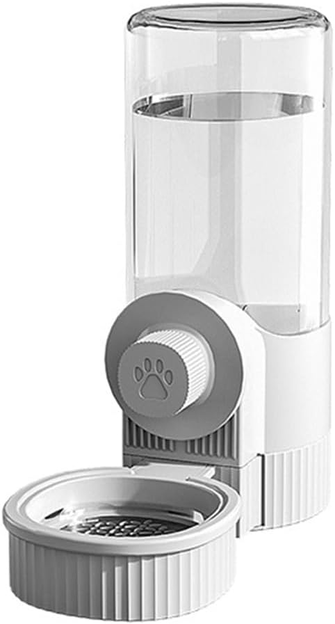 Cage Hanging Bowl Refillable Food Bowls Pet Dog Cat Bowls Kennel Crate Double Bowls for Food and Water with Automatic Water Food Dispense Feeder for Puppy Cat Rabbit (Water Bowl-Grey)