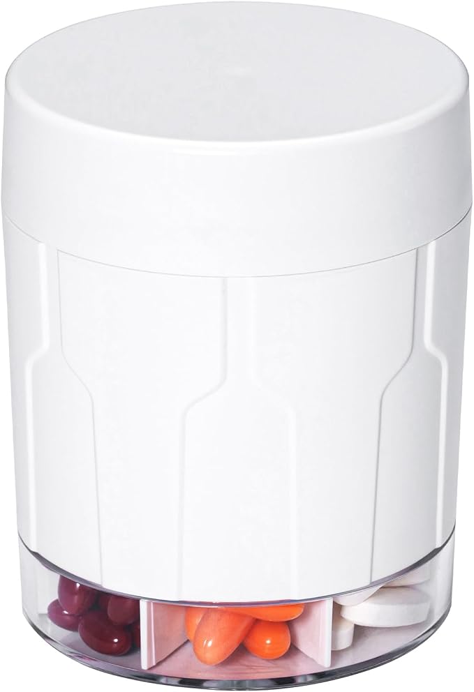 Betife XXL 7-Day Pill Organizer, Large Travel Pill Dispenser Bottle | Anti-mix, BPA-free ABS, Holds 32 fish-oil softgels per compartment, 21 labels, Pocket-size for travel, supplements.