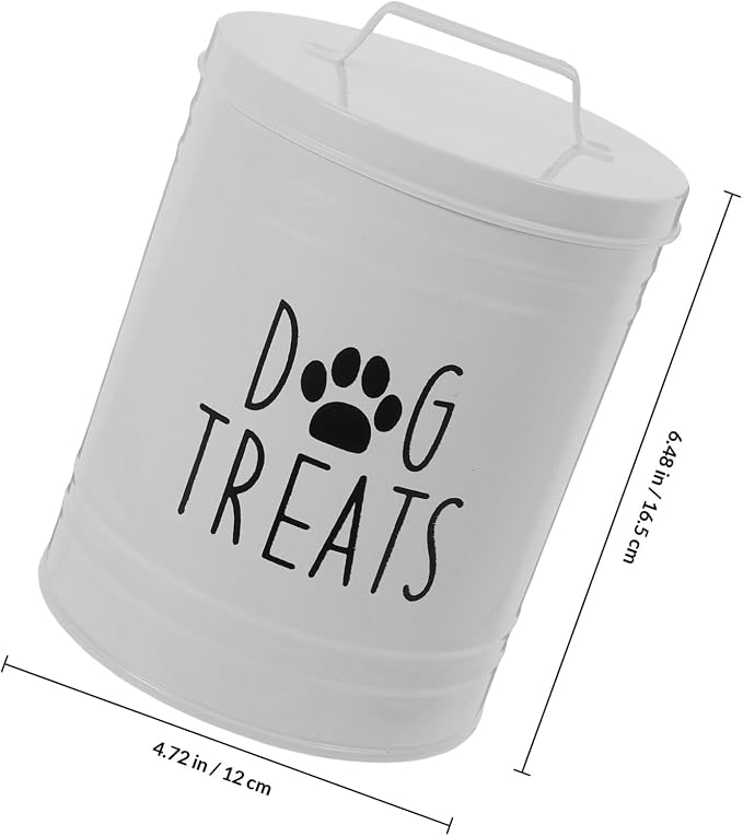 GANAZONO Dog Food Storage Container Airtight Metal Jar with Lid Large Capacity for Pet Treats and Snacks Kitchen Counter Organizer White