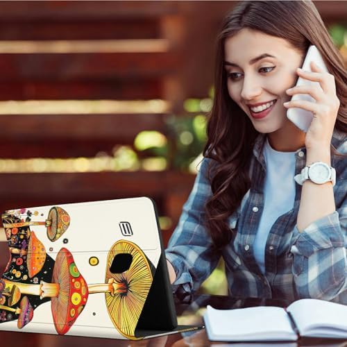 for Samsung Galaxy Tab E 9.6" 2015 SM-T560/T561/T567 Case | Slim Leather Smart Cover with Multi-Angle Anti-Slip Stand [Auto Wake/Sleep] Shell for Women Men - Mushroom Painting