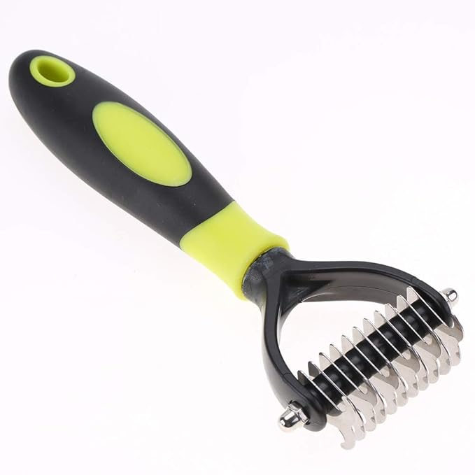 Deshedding Dog Brush, Cat Brush Dog Brush for Shedding Dog Rake Double Sided Undercoat Rake Comb for Detangling, Deshedding Pet Grooming Brush for Small, Medium Dogs and Cats
