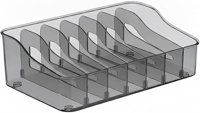Condiment Organizer Box with Dividers, Clear PET Plastic Storage Caddy for Kitchen Drawers and Cabinets, 8.7 x 5.5 x 2.8 Inches (1 PC)