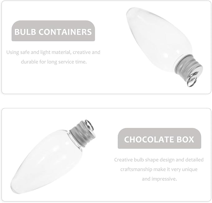 20pcs 35ml Pet Bulb Shape Candy Bottles with Removable Caps, Candy Storage Containers for Christmas Party Favors and Holiday Decorations