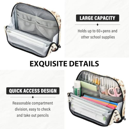 Wild West Brown Pencil Case for Kids Girls Boys | Large Pencil Pouch Pen Bag Holder with Big Capacity