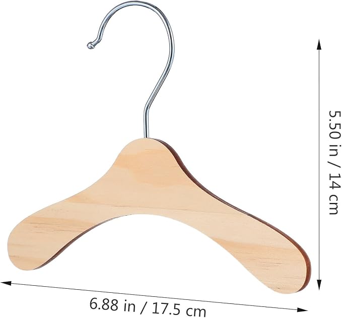 10pcs Wooden Pet Clothes Hangers for Dogs, Sturdy Wood Material with Stainless Steel Hook, Portable Design to Keep Dogs Clothing Neat and Organized, for Pet Apparel Storage