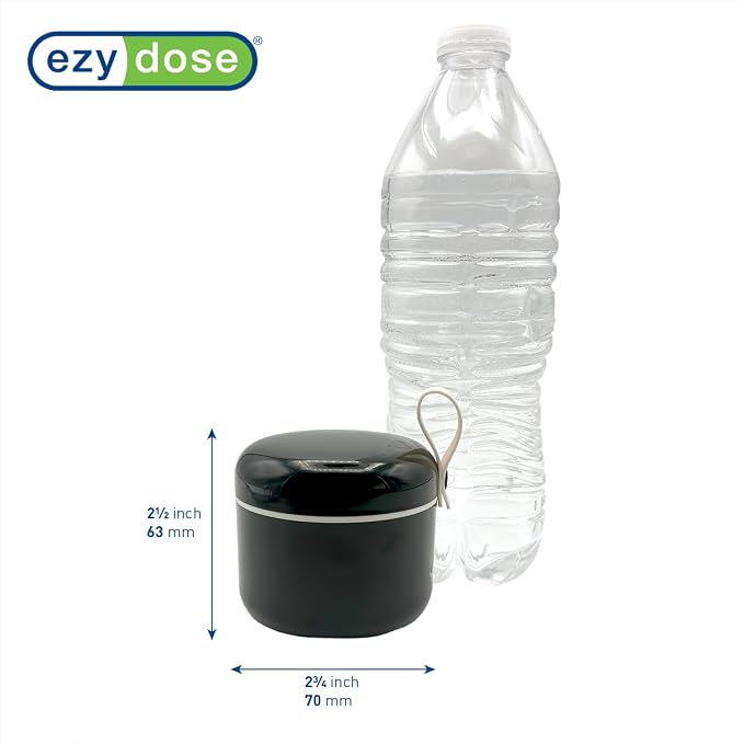 Ezy Dose Mini Vitamin Organizer, Multi Compartments, Black & Cream, Medium | Portable and Compact Design, Easy Access Sliding Pill Dispenser, Supplement Organizer with Anti-Mix Design, Travel Friendly
