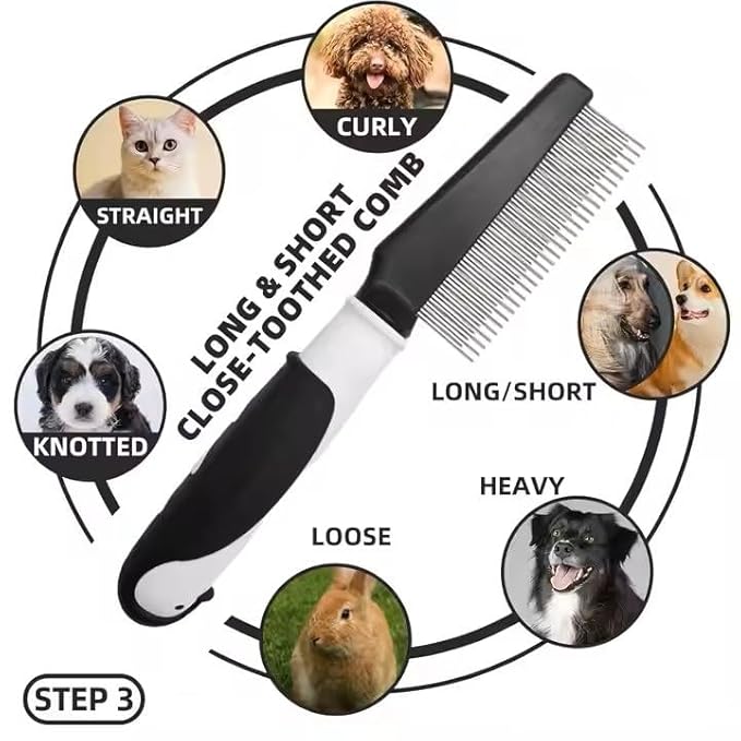 Dog Grooming Kit for Dogs at Home, 6-in-1 Pet Grooming Kit with Slicker Brush, Dematting Tool, Stainless Steel Comb, Nail Clipper for Dogs, Nail File & Bath Massage Glove