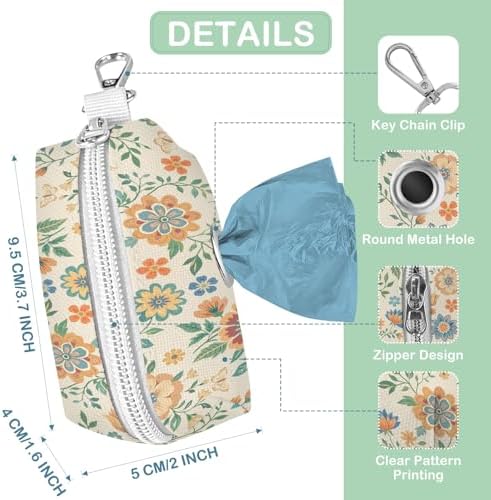 Dog Poop Bag Dispenser for Leashes with Zippered - Floral