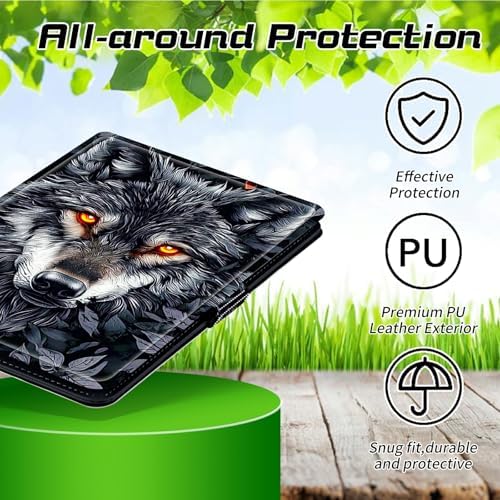 Universal Tablet Case for T-Mobile Revvl Tab 2 10.1" Model:9185W 2025/Revvl Tab 5G 10.36" 2023, 360 Degree Rotating Kickstand Protective Stand PU Leather Shell Cover for 9"-10.5", Grey Wolf