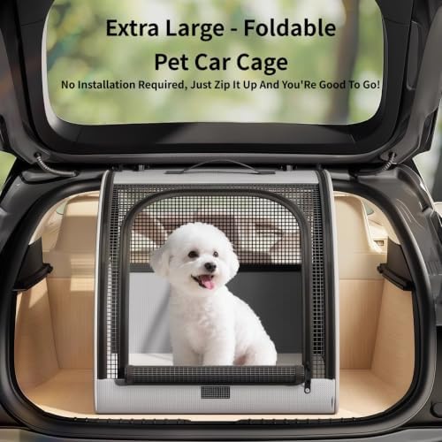 Collapsible Dog Crate Compatible with Subaru Crosstrek 2018-2023 | Pet Crate with Mesh Windows Portable Dog Car Seat Outdoor Dog Kennel, Car Pet Carrier, Car Travel Accessories