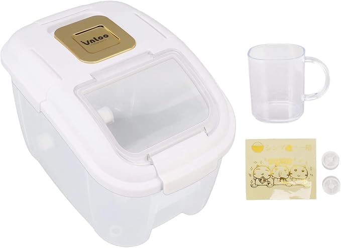 TOPINCN Airtight Rice Storage Container, Bulk Food Container Bin with Measuring Cup, for Rice Flour Cereal Pet Food Storage (5KG)