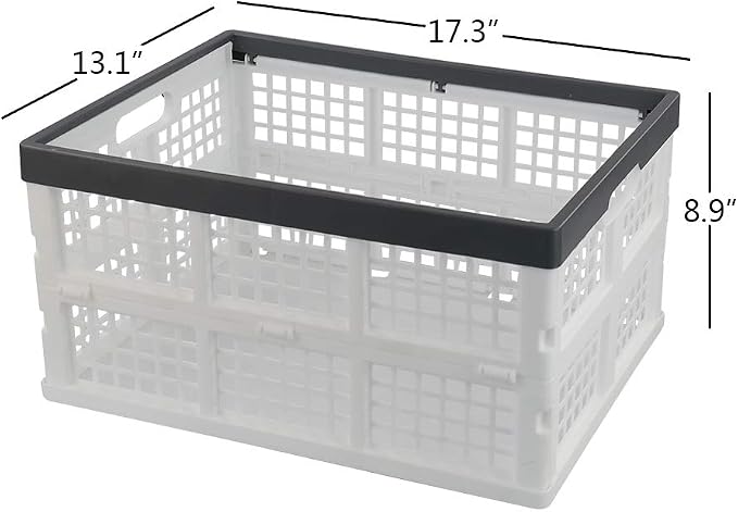 Teyyvn 3-Pack 30 L Plastic Stackable Collapsible Storage Crates | Folding Storage Baskets