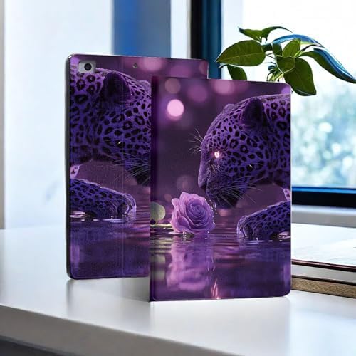 for Microsoft Surface Pro 11/10/9-13" 2024/2022 Tablet Case,Auto Wake/Sleep,Adjustable Stand Protective Cover - Purple Leopard Rose
