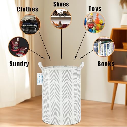 Round Laundry Basket Collapsible Storage Hamper Organizer Arrowhead | Waterproof Canvas Foldable Baskets with sturdy Handles Multi-scene Organizer for Home Play Bedroom Gift Bin