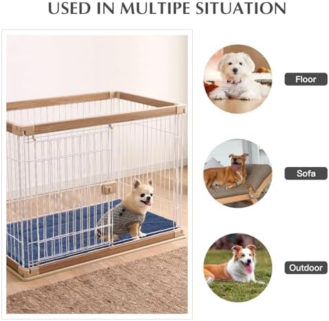 BVAGSS Reversible Dog Crate Pad, Memory Foam Pet Bed Mat, Soft Warm Machine Washable Sleeping Kennel Mattress for Small Medium Dogs XH079 (21''x13''x1.6'',Navy)