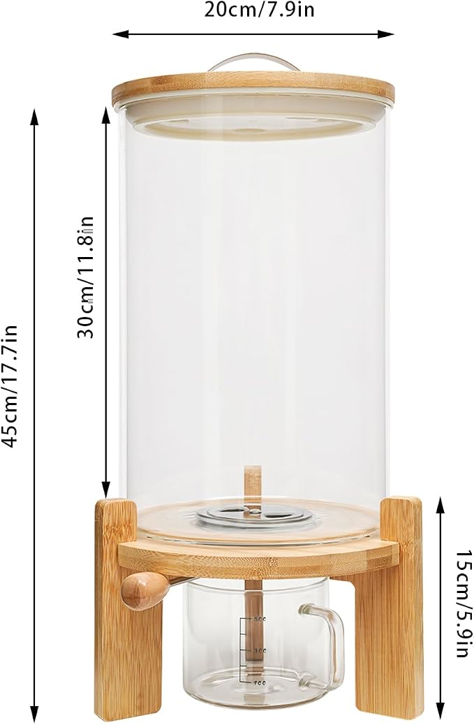 Cereal Storage Dispenser,Flour Storage Container,Rice/Grain Dry Food Glass Container,7.5L With Valve,Glass Food Storge Container for Kitchen Organization and Pantry Store